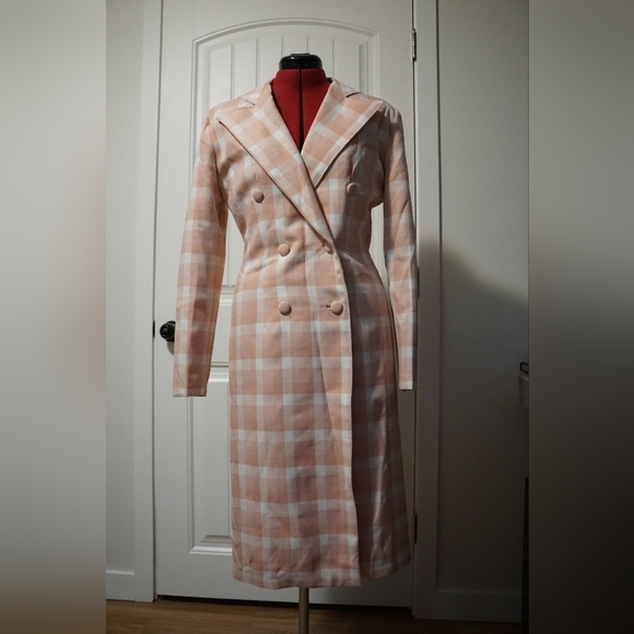 Pink plaid handmade coat - Picture 1 of 4
